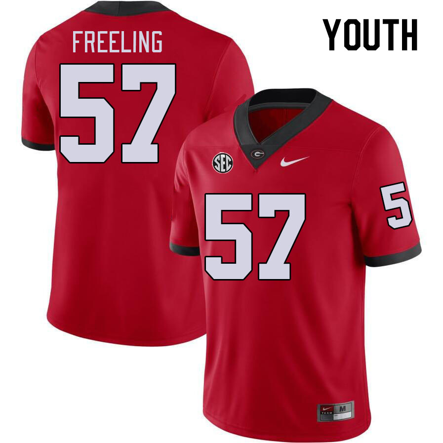 Youth #57 Monroe Freeling Georgia Bulldogs College Football Jerseys Stitched-Red - Click Image to Close